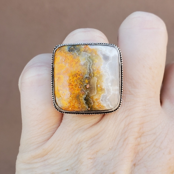 New Huge Bumblebee Jasper 925 Silver Ring. - Picture 4 of 15